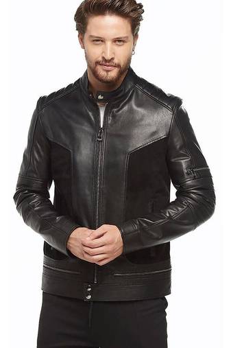 men's black lambskin leather jacket classic zip up style modern exclusive