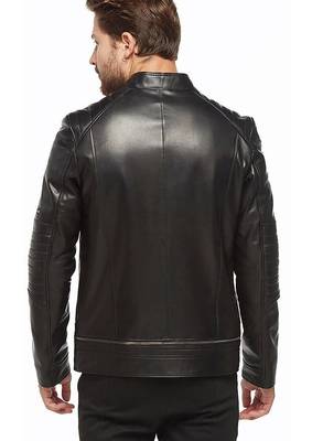 men's black lambskin leather jacket classic zip up style modern exclusive 2