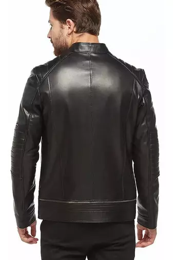 men's black lambskin leather jacket classic zip up style modern exclusive