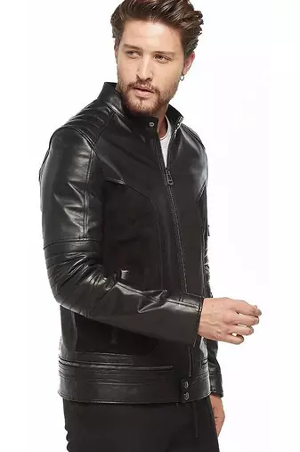 men's black lambskin leather jacket classic zip up style modern exclusive