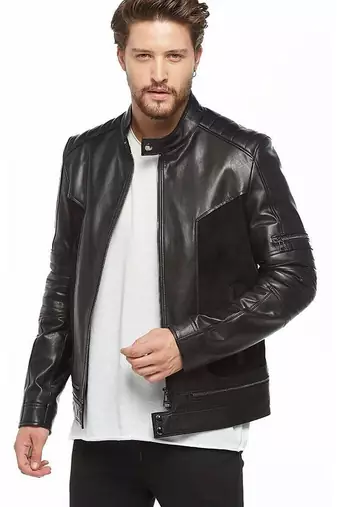 men's black lambskin leather jacket classic zip up style modern exclusive