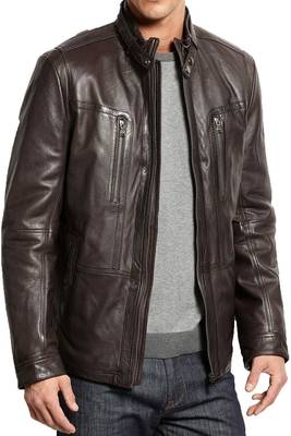 men's dark brown lambskin leather biker jacket classic moto zip exclusive 1