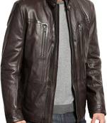 men's dark brown lambskin leather biker jacket classic moto zip exclusive