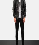 men pure black genuine leather jacket lambskin winter style -quilted hand design