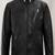Men’s black lambskin leather biker jacket stright chain café racer design