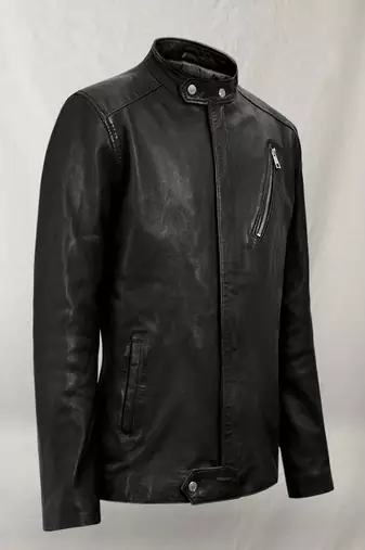 men's black lambskin leather biker jacket classic moto zip style modern exclusive