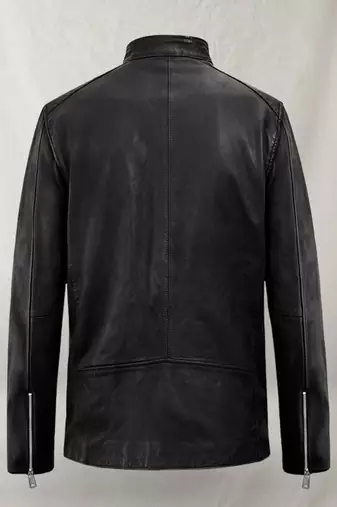 men's black lambskin leather biker jacket classic moto zip style modern exclusive