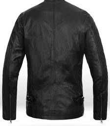 Men’s black leather biker jacket – slim fit café racer& quilted design