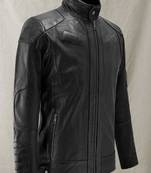Men’s black leather biker jacket – slim fit café racer& quilted design