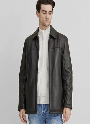men's black lambskin leather jacket classic zip up style modern modern 1