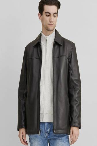 men's black lambskin leather jacket classic zip up style modern modern