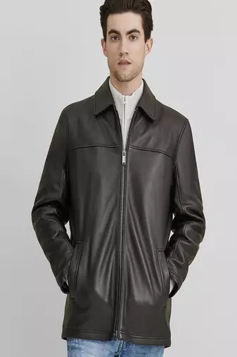 men's black lambskin leather jacket classic zip up style modern modern
