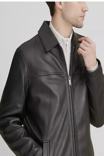 men's black lambskin leather jacket classic zip up style modern modern