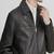 Mens black lambskin leather jacket-body fit slim chain style