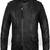 Men's black lambskin leather jacket - button & zipper detail