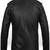 Men's black lambskin leather jacket - button & zipper detail