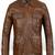 Mens dark brown lambskin leather jacket- 4 pocket button partern