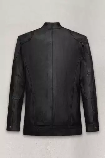 men's black premium lambskin leather jacket adjustable belted waist exclusive