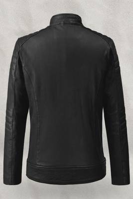 men's black lambskin cafe racer jacket premium quilted design modern 2