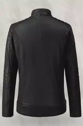 men's black lambskin cafe racer jacket premium quilted design modern