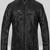 Men’s black lambskin leather jacket - zipper detail & café racer style