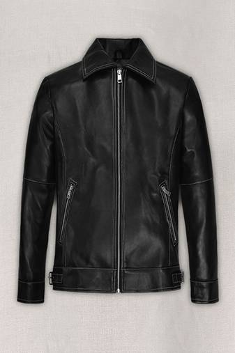 men's black lambskin leather jacket classic zip up style modern refined