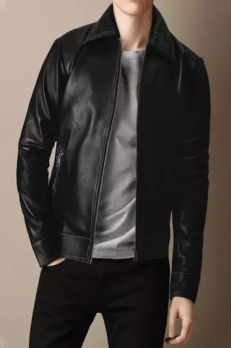 men's black lambskin leather jacket classic zip up style modern refined