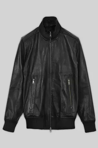 Men's black genuine lambskin leather jacket motorcycle biker casual style