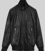Men's black genuine lambskin leather jacket motorcycle biker casual style