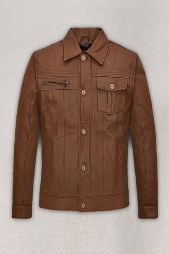 men's brown lambskin leather jacket classic zip up style elite