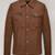 Men's brown genuine lambskin leather jacket -button & zip detail