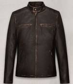 Men’s brown lambskin leather jacket- distressed vintage finish rub-off effect style