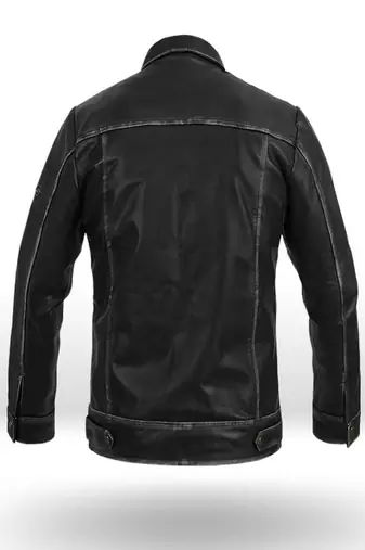 men's black premium lambskin leather jacket distressed vintage finish premium