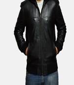 Men’s black lambskin leather jacket- zip & café racer biker  style