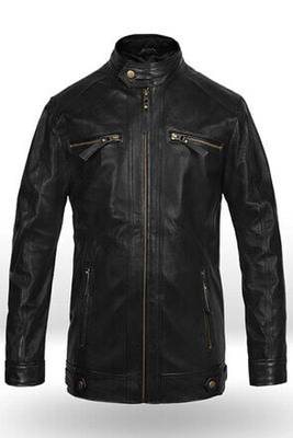 men's black lambskin leather biker jacket classic moto zip style modern stylish 2