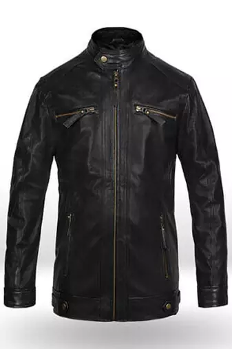 men's black lambskin leather biker jacket classic moto zip style modern stylish