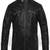 Men’s black lambskin leather jacket- zip & café racer biker  style
