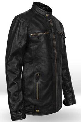 men's black lambskin leather biker jacket classic moto zip style modern stylish 4
