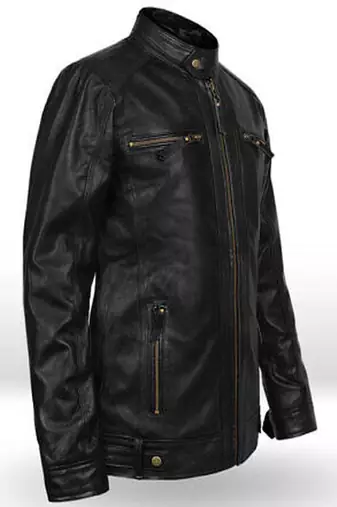 men's black lambskin leather biker jacket classic moto zip style modern stylish