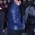 Men’s blue lambskin leather jacket muiltipal cross zip & biker  style