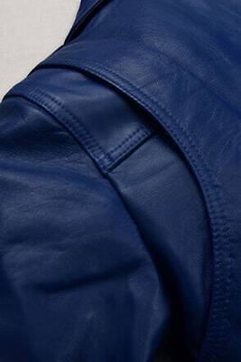 men's blue lambskin leather biker jacket classic moto zip style stylish 3
