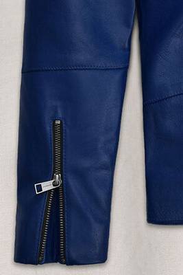 men's blue lambskin leather biker jacket classic moto zip style stylish 4
