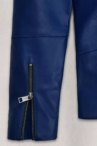 men's blue lambskin leather biker jacket classic moto zip style stylish