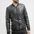 Men’s black  lambskin leather jacket-straight  zip & ribb cuff biker  style