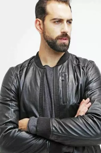men's black lambskin leather biker jacket classic moto zip style modern authentic