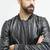 Men’s black  lambskin leather jacket-straight  zip & ribb cuff biker  style
