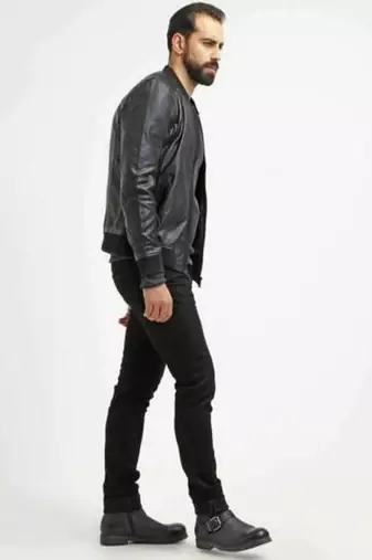 men's black lambskin leather biker jacket classic moto zip style modern authentic