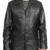 Men’s simple black lambskin leather jacket straight button coat biker  style