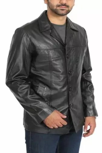 men's black lambskin leather biker jacket classic moto zip style modern genuine