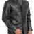 Men’s simple black lambskin leather jacket straight button coat biker  style